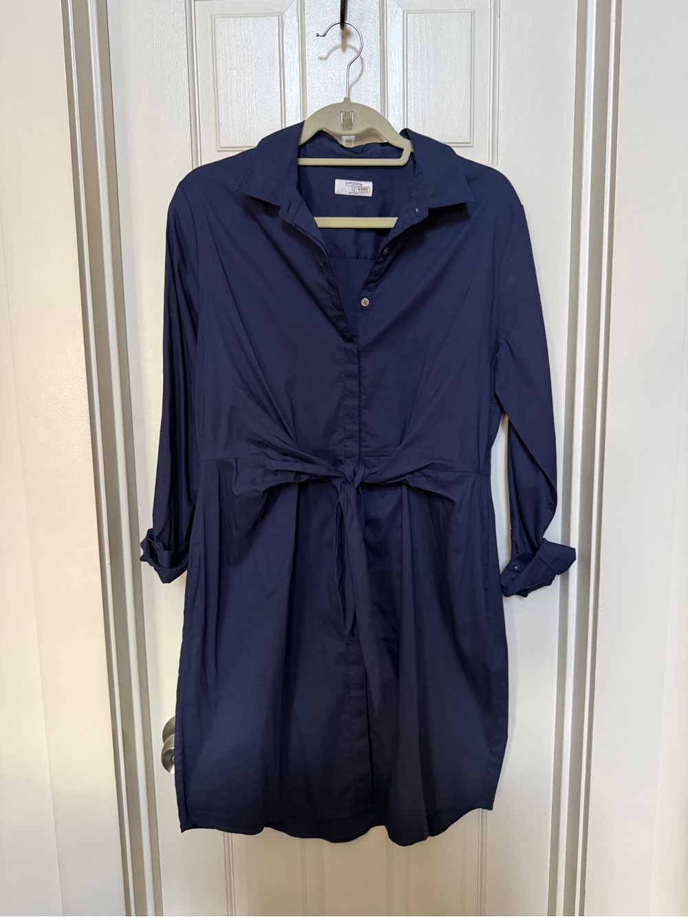 Untuckit Navy Shirt Dress with Tie Waist